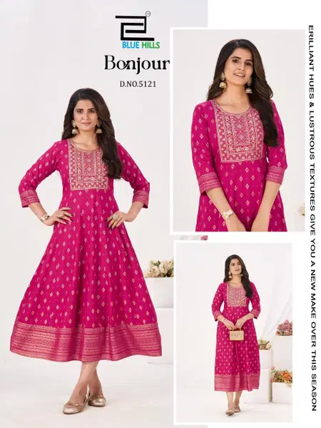 Bonjour By Blue Hills Rayon Size Combo Anarkali Kurtis Exporters In India